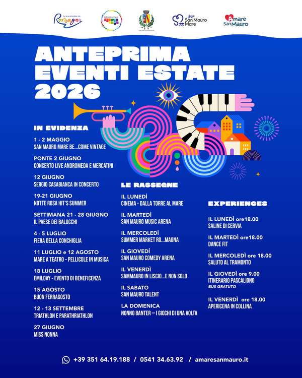 ANTEPRIMA EVENTI ESTATE 2026 - 07 APR 2026 - Fino al 12 SET